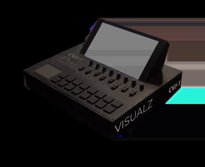 CVJ-1 VJ Deck — touchscreen with physical faders and rotary encoders
